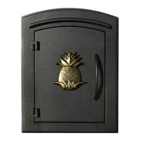 QUALARC Column Mount Mailbox w/"Decorative Pineapple Logo", Black MAN-1405-BL